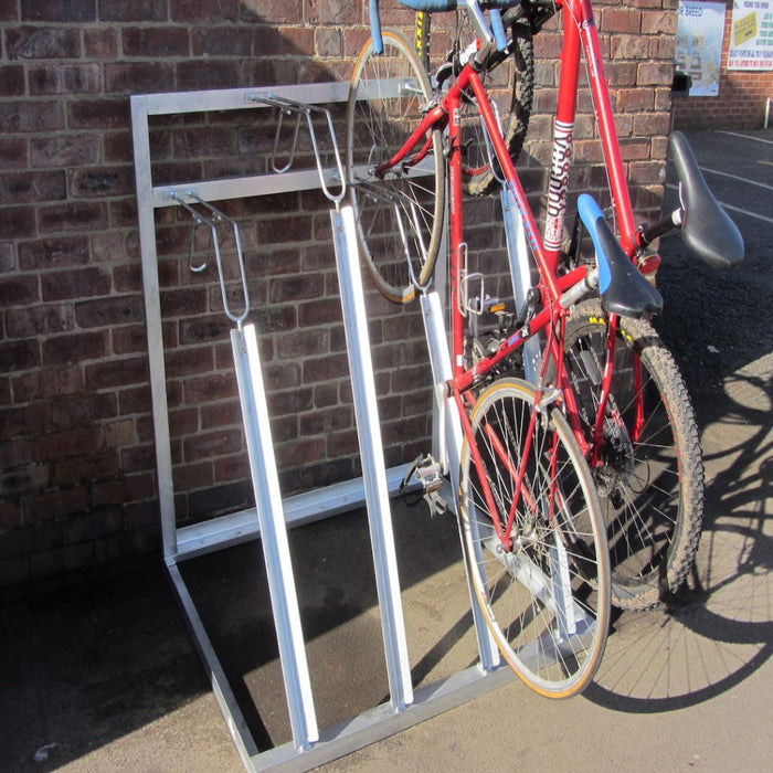 Efficient 6-Bike Semi Vertical Bike Rack - Galvanised and Ideal for Outdoor and Large Installations