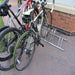 Bison products 5 bike dual height bike rack for bikes with disc brakes with a maximum tyre width of 55mm.