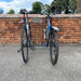 Adjustable bike rack for 3 bikes with tyre widths ranging from 15mm to 100mm with 2 bikes