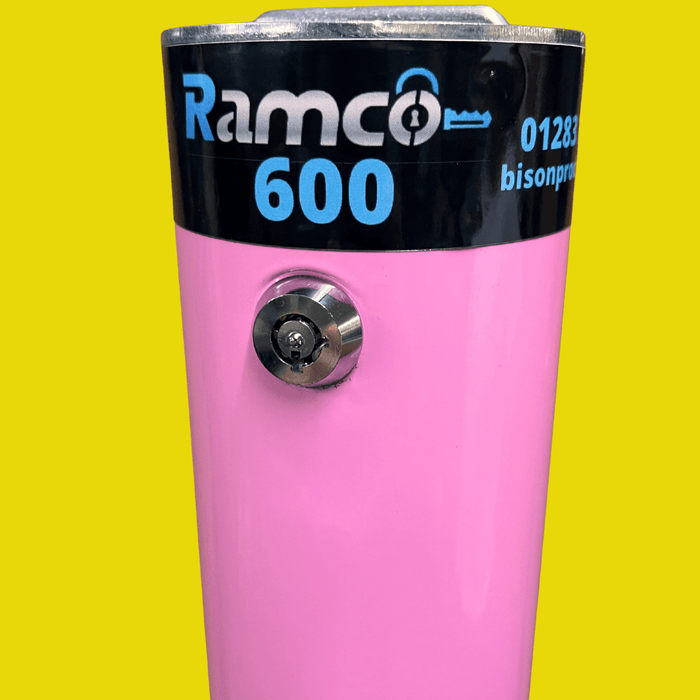 Ramco 600R Pink telescopic vehicle securoity bollard post fully installed at your home